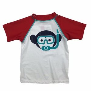 Appaman Boys Swim Rashguard Top Short Sleeve Red & White Size 3T NWT UPF 50+